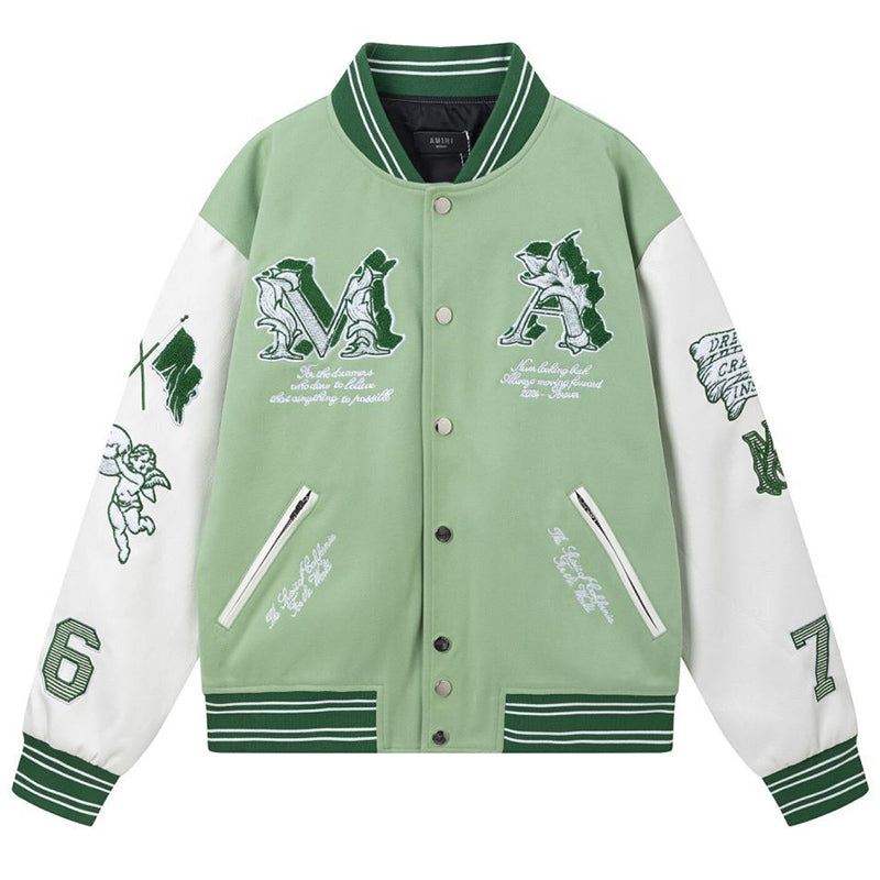 AMRI Angel Branded Woven Varsity Jacket
