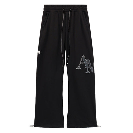 AMRI Leather Logo Cotton-Jersey Pant