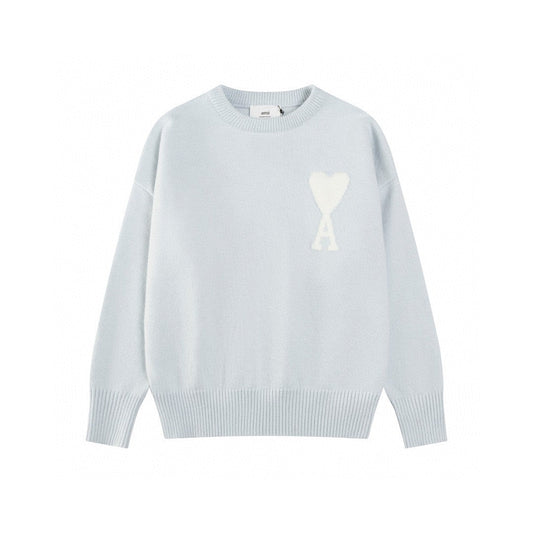 AMI Paris Classic Jacquard Heart Crewneck Sweater – 2025SS