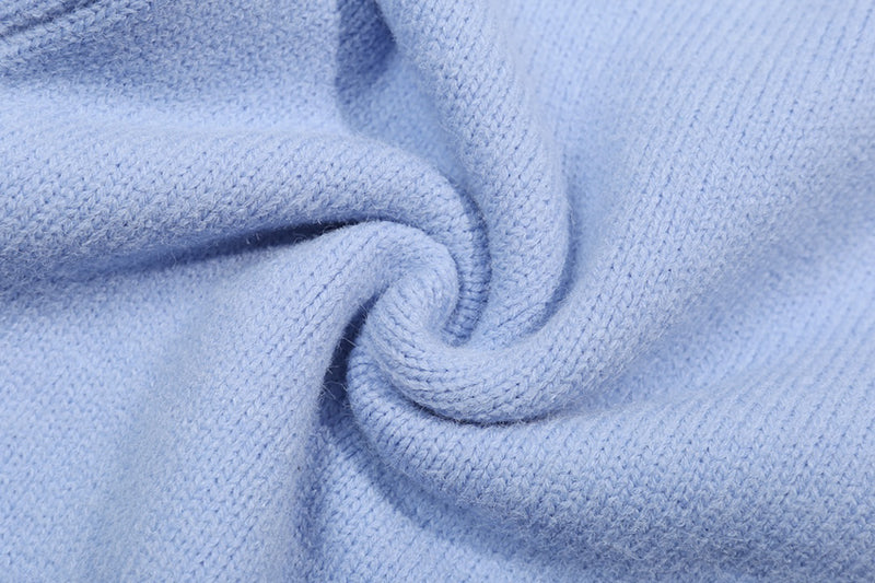 AMRI Cotton V-Neck Bones Cardigan Sweater Blue