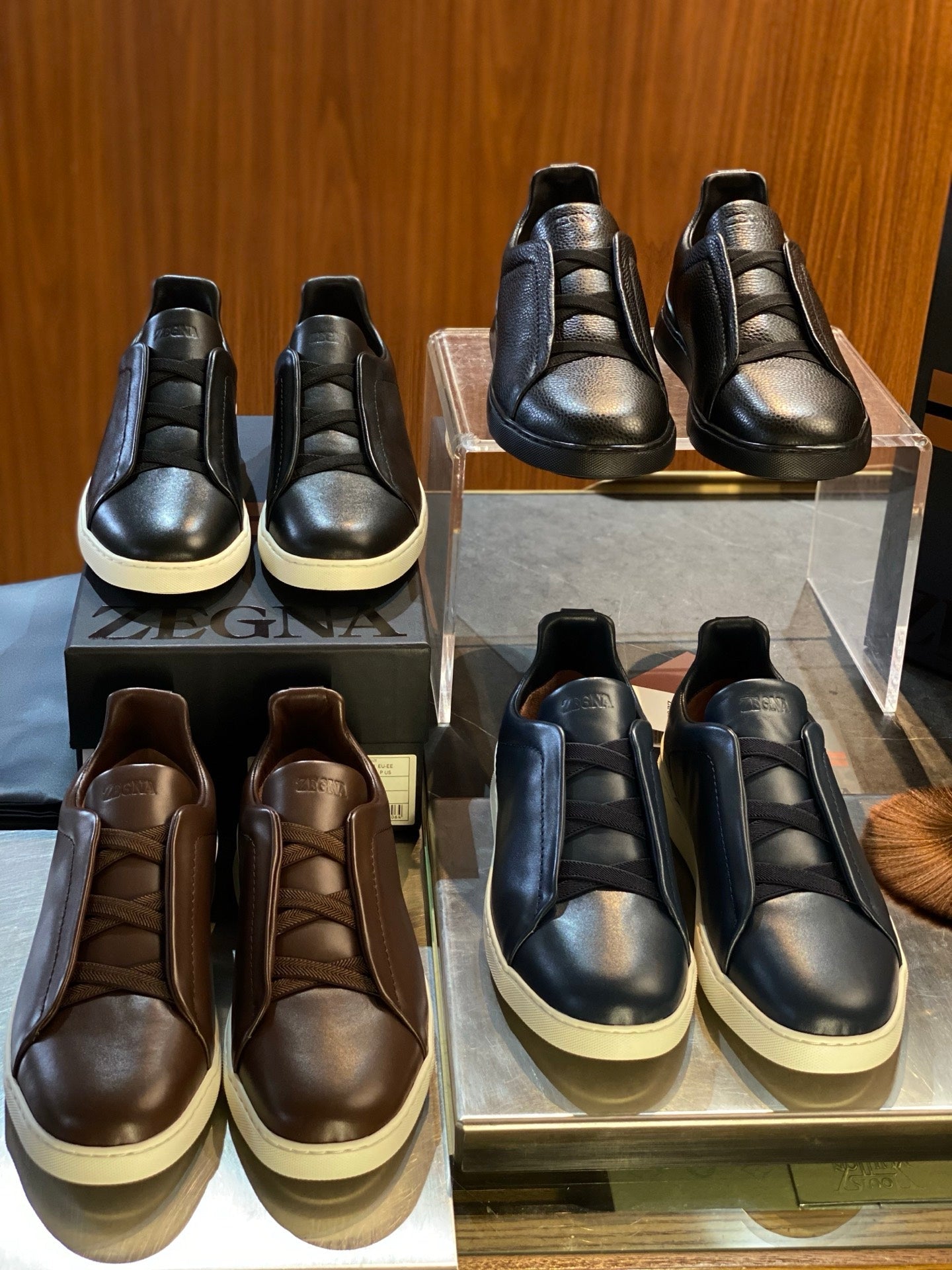 Zegna Triple Stitch Men's Leather Sneakers